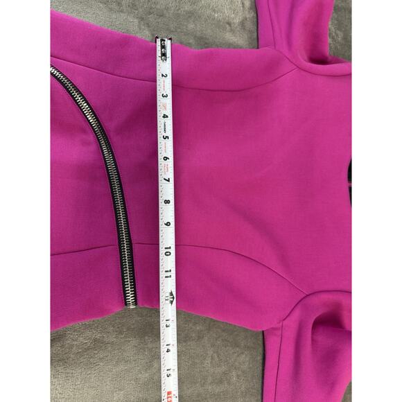 Alexander Wang Fuchsia Long Sleeve Mini Dress Asymmetric Zip Cotton Blend sz 2 - Picture 12 of 15